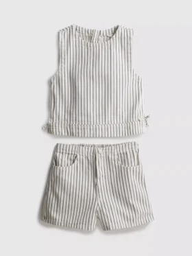 7-15yrs | stripe denim sleeveless top and shorts set