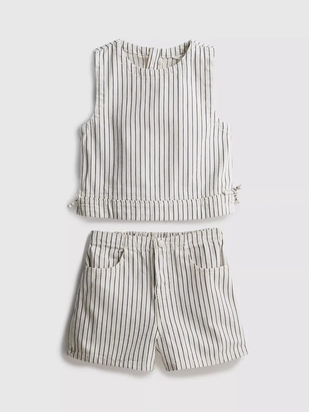 7-15yrs | stripe denim sleeveless top and shorts set