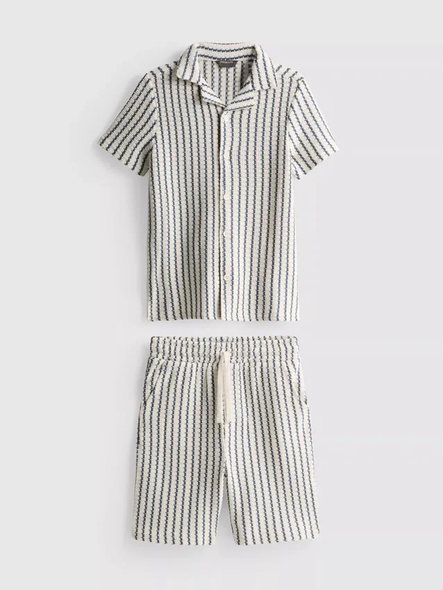 7-15yrs | stripe knit shirt and shorts set