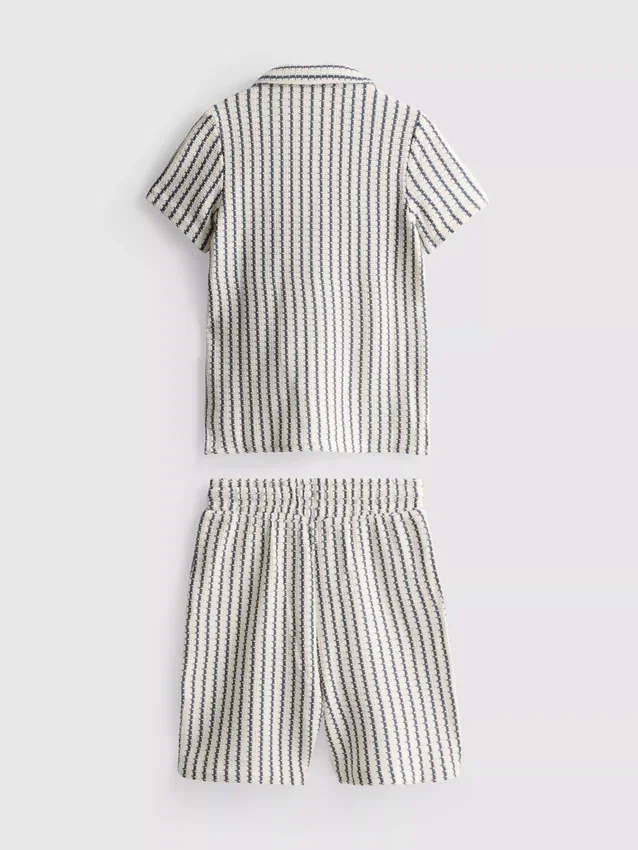 7-15yrs | stripe knit shirt and shorts set