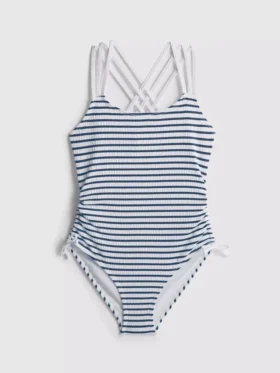 7-15yrs | stripe ruched swimsuit