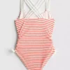 7-15yrs | stripe ruched swimsuit