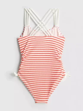 7-15yrs | stripe ruched swimsuit