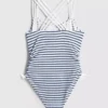 7-15yrs | stripe ruched swimsuit