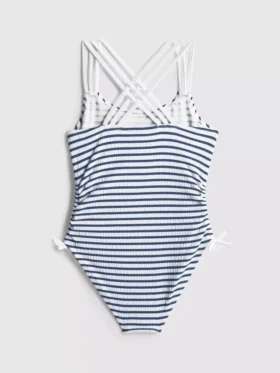 7-15yrs | stripe ruched swimsuit
