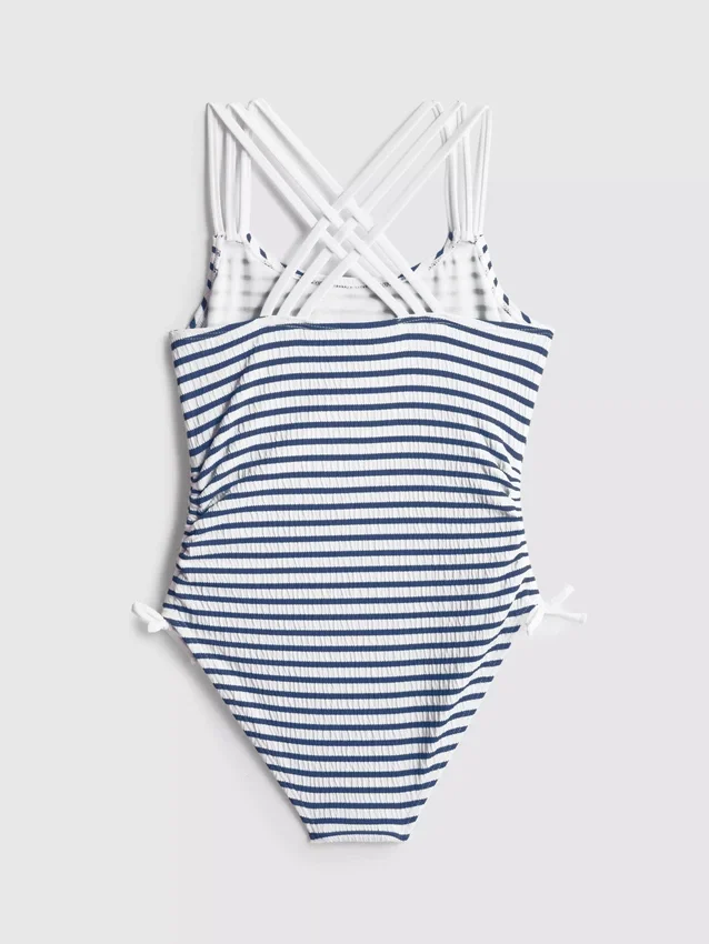 7-15yrs | stripe ruched swimsuit