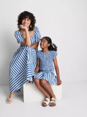 7-15yrs | stripe shirred blouse