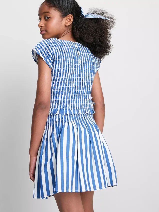 7-15yrs | stripe shirred blouse