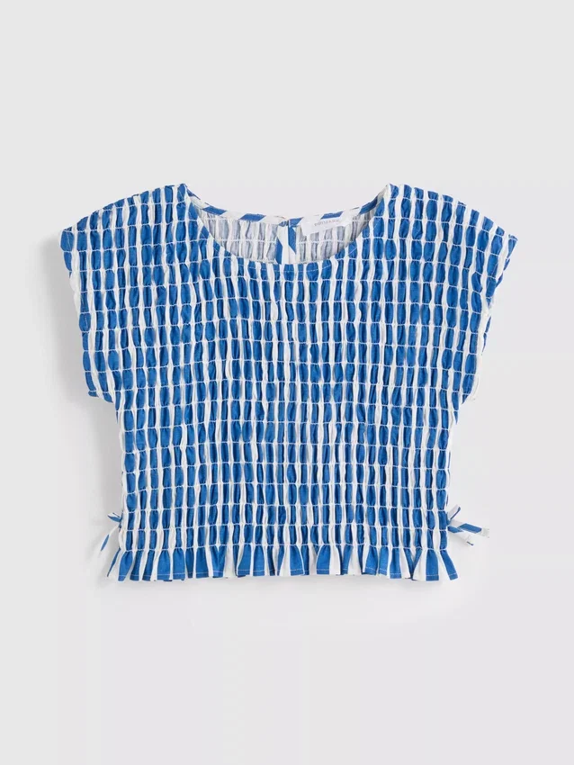 7-15yrs | stripe shirred blouse