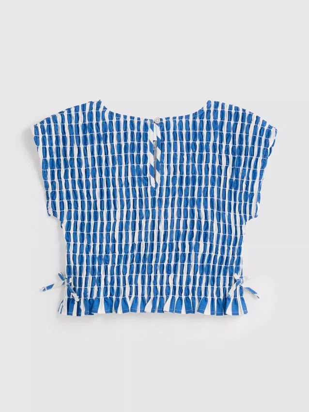 7-15yrs | stripe shirred blouse