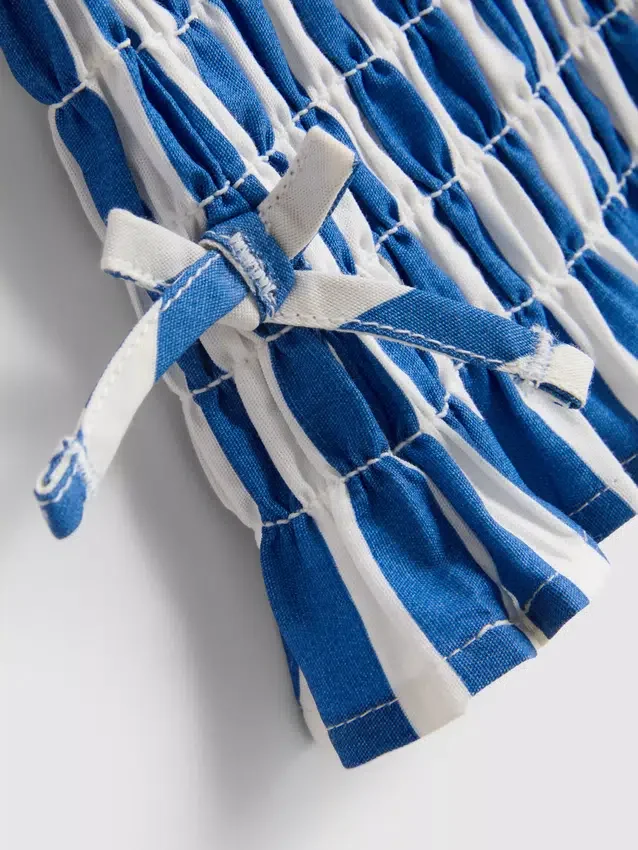 7-15yrs | stripe shirred blouse