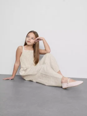 7-15yrs | stripe shirred jumpsuit