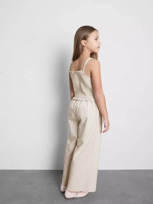 7-15yrs | stripe shirred jumpsuit