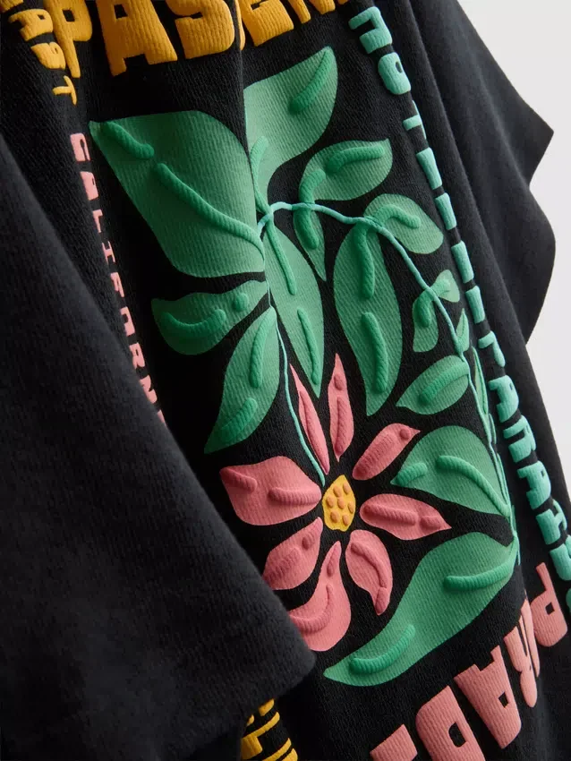 7-15yrs | textured flower graphic t-shirt