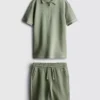 7-15yrs | textured polo shirt and shorts set