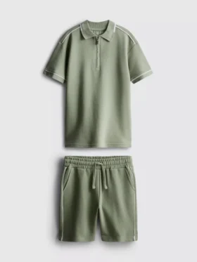 7-15yrs | textured polo shirt and shorts set