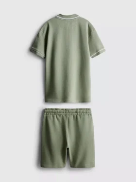 7-15yrs | textured polo shirt and shorts set