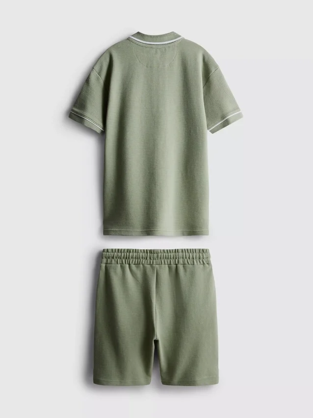 7-15yrs | textured polo shirt and shorts set
