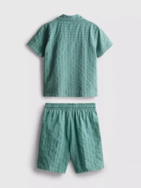 7-15yrs | textured short-sleeve button-up shirt and shorts set
