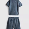 7-15yrs | textured short-sleeve button-up shirt and shorts set