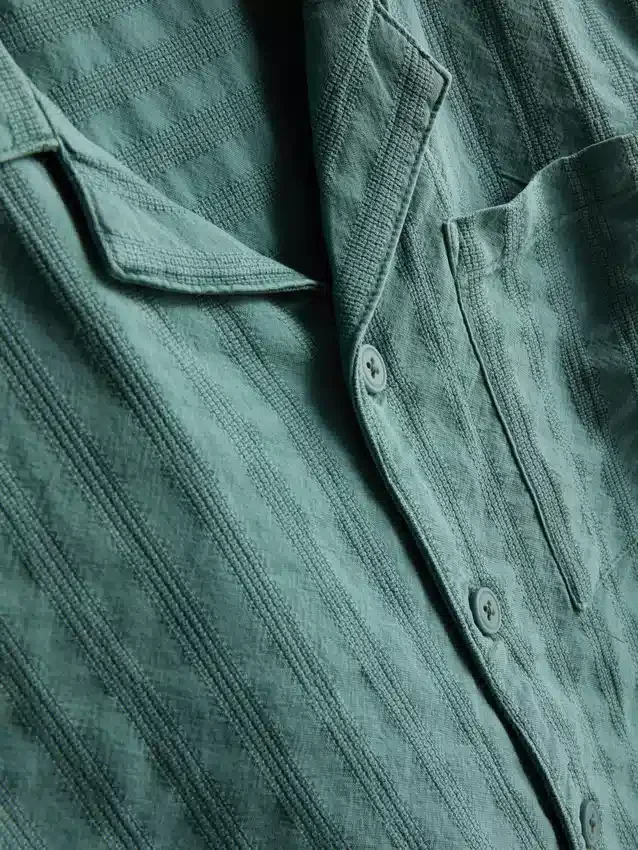 7-15yrs | textured short-sleeve button-up shirt and shorts set
