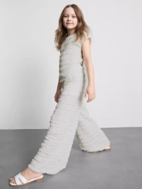 7-15yrs | textured wide-leg pants