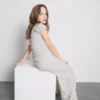 7-15yrs | textured wide-leg pants