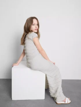 7-15yrs | textured wide-leg pants