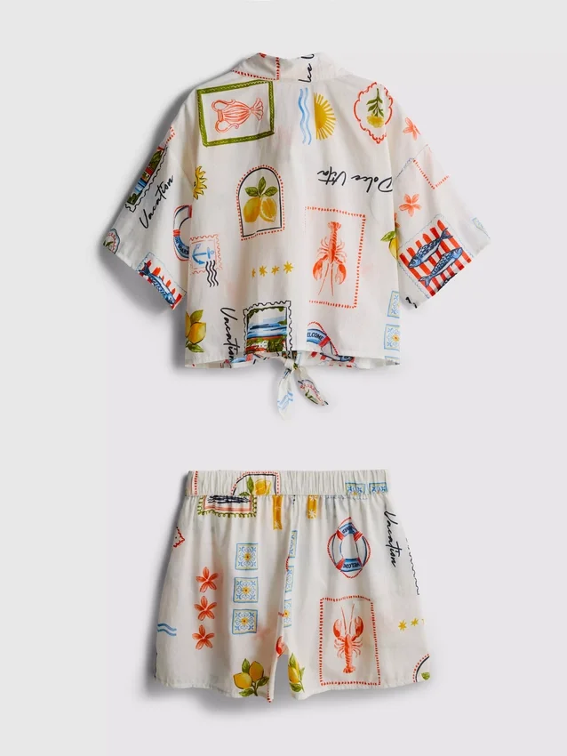 7-15yrs | tie detail shirt and shorts set