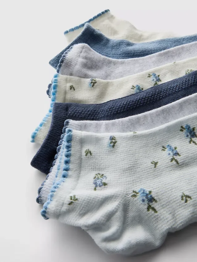 7pk ditsy patterned sneaker socks