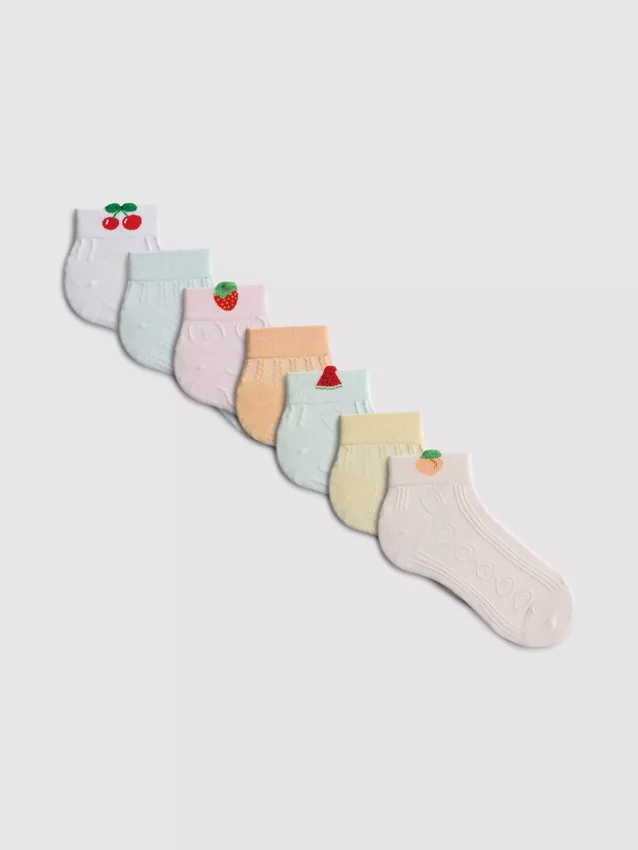 7pk fruit quarter crew socks