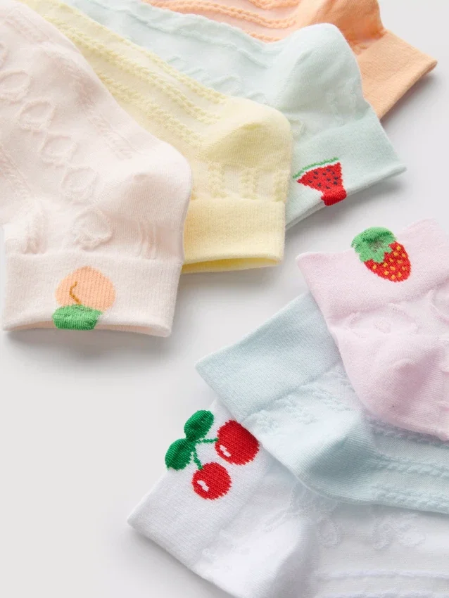 7pk fruit quarter crew socks
