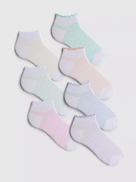 7pk multicolor stripe ankle socks