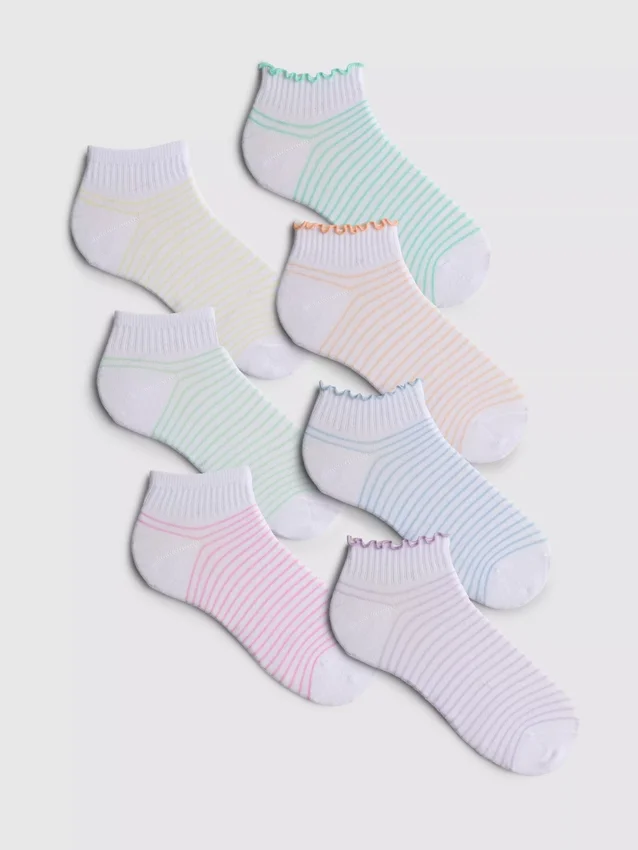 7pk multicolor stripe ankle socks