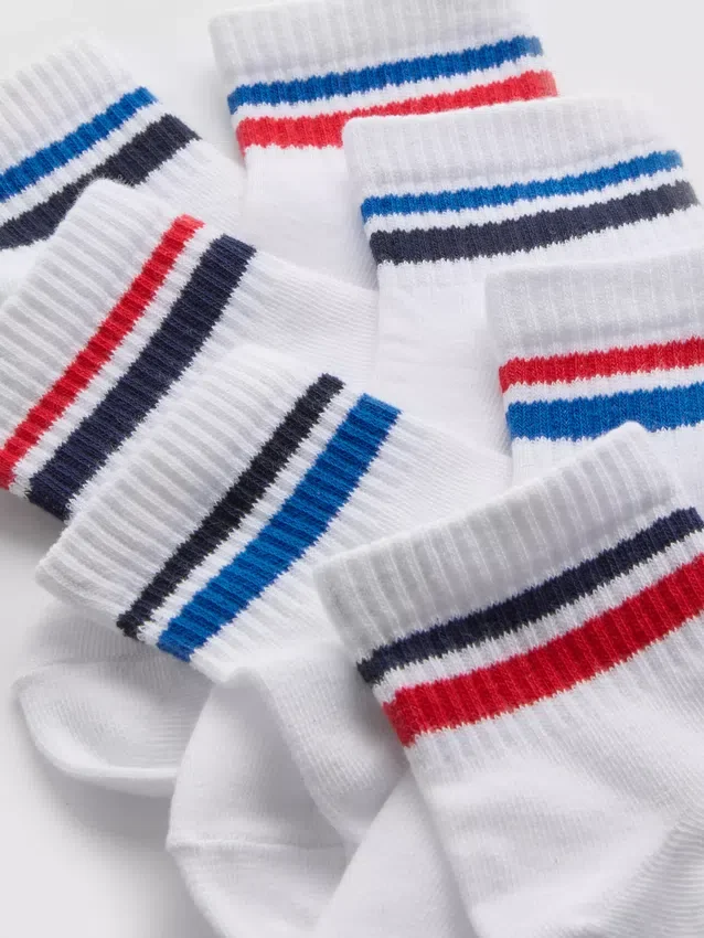 7pk stripe quarter socks
