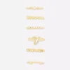 8-pack rhinestone initial rings
