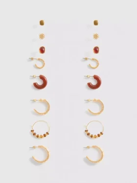 9-pack stud and hoop earrings