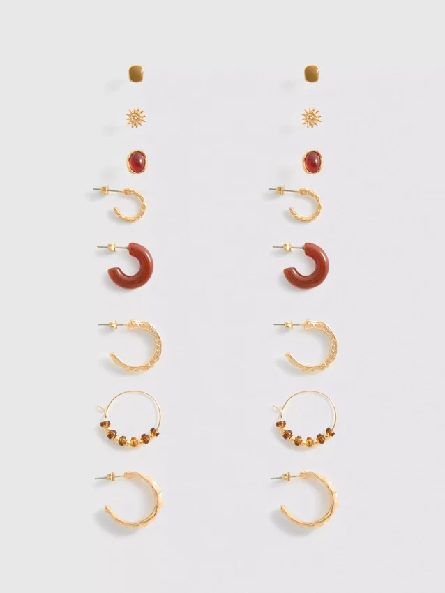 9-pack stud and hoop earrings