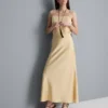 A-line satin maxi skirt