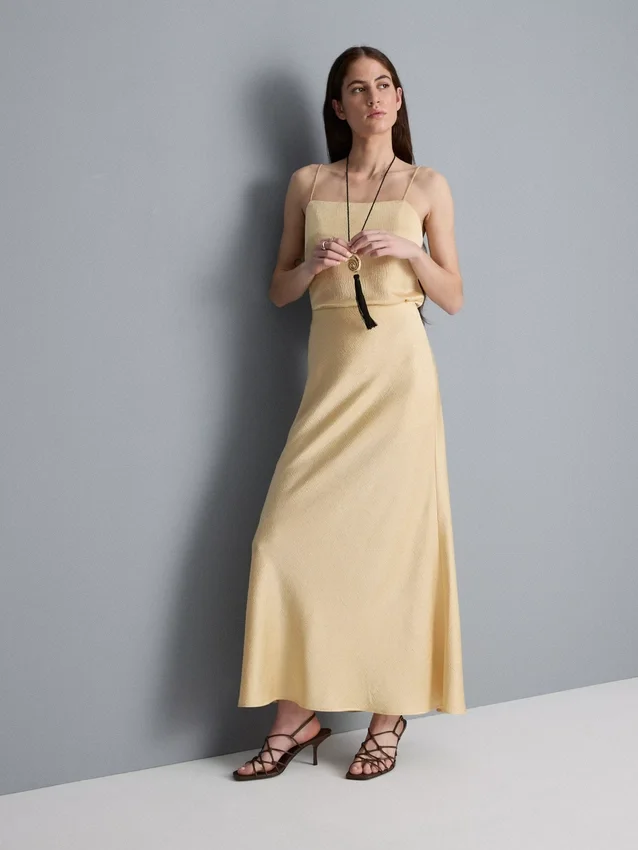 A-line satin maxi skirt