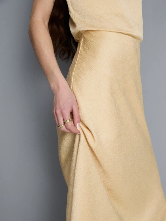 A-line satin maxi skirt