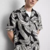 Abstract leaf short sleeve shirt