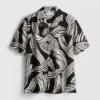 Abstract leaf short sleeve shirt