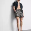 Abstract-print swim shorts