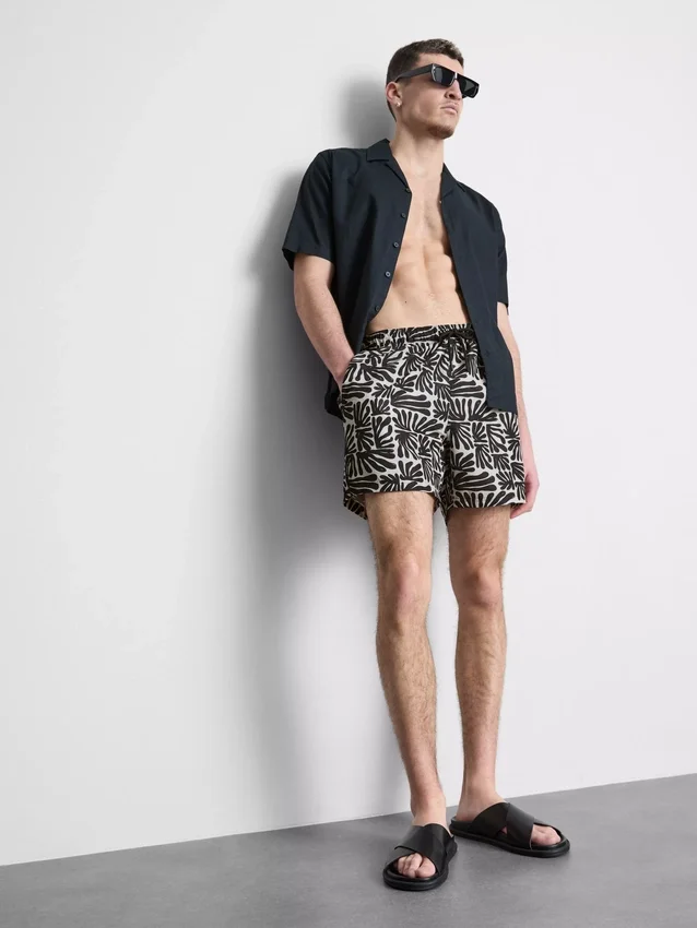 Abstract-print swim shorts