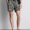 Abstract-print swim shorts