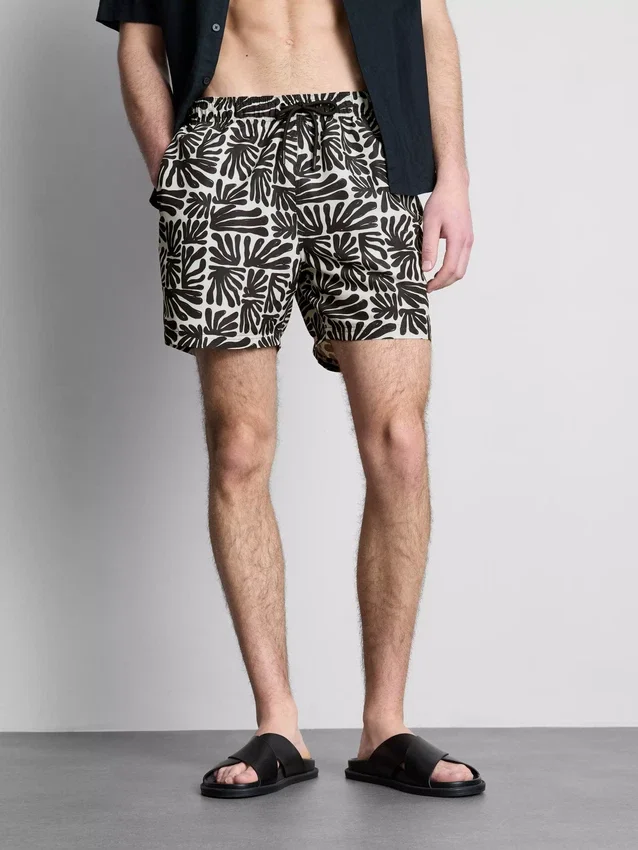 Abstract-print swim shorts