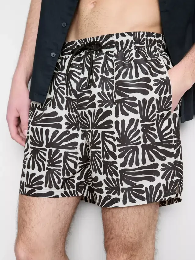 Abstract-print swim shorts