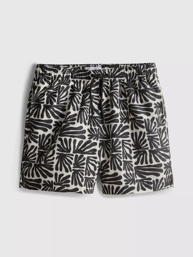 Abstract-print swim shorts