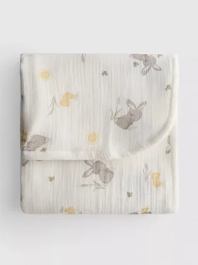 Animal graphic muslin baby blanket